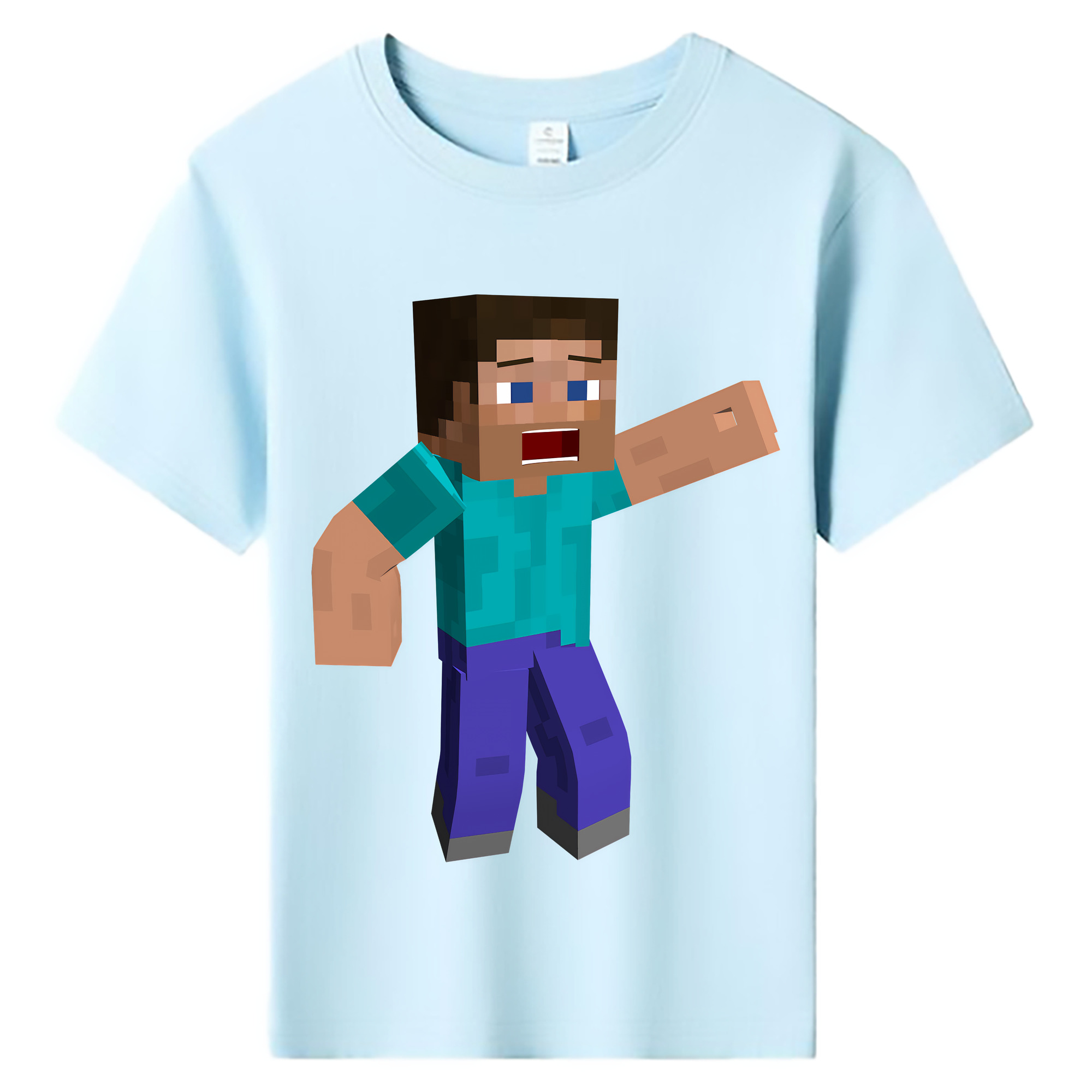 （画像用） マインクラフト ブロックの世界 Minecraft MC Block world 綿100％キッズTシャツ（フロントプリント）